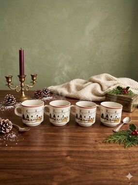 Jamestown China - The Joy of Christmas Ceramic Mug Set of 4